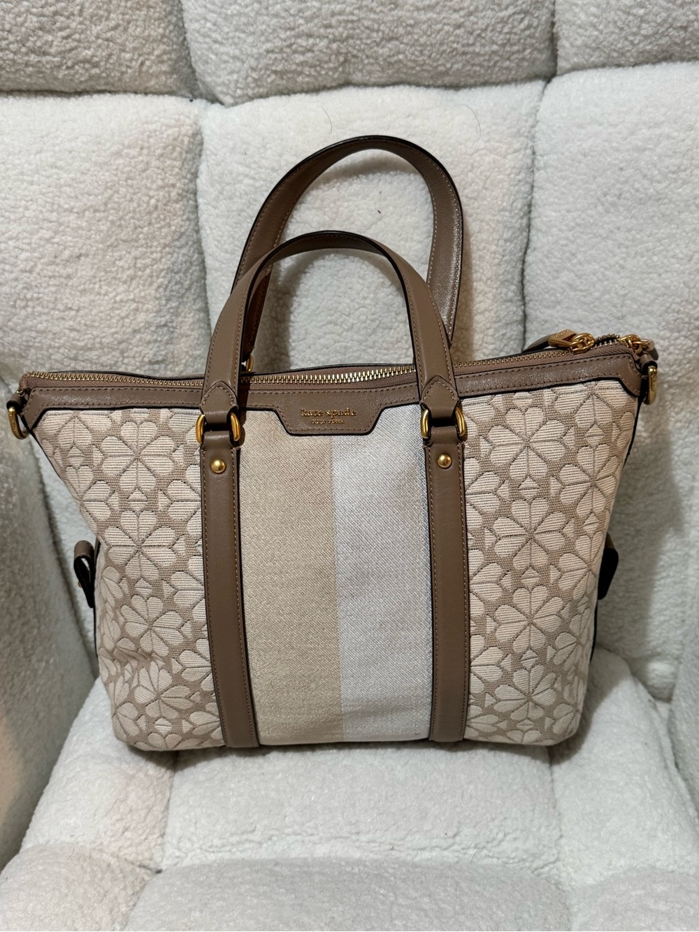 Kate Spade Flower Jacquard Stripe Faye Medium Satchel